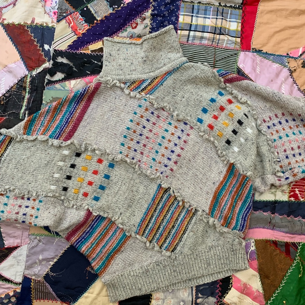 Vintage 80s Multi-Color Pattern Turtleneck - Picture 4 of 8